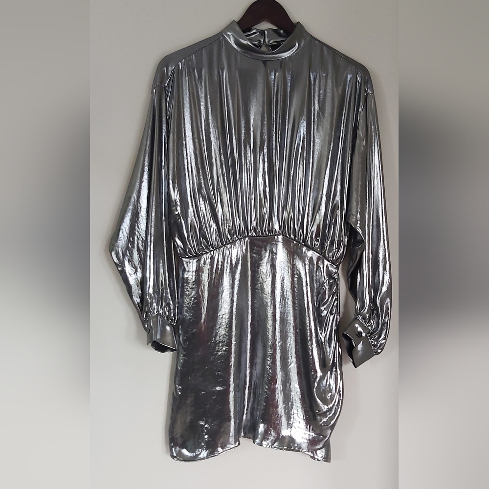 ZARA Metallic Long Sleeve Dress
